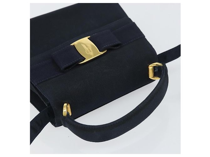 Borsa Vala in Canvas 2way Salvatore Ferragamo Blu Navy Oro Auth 158410 D'oro - vista 6