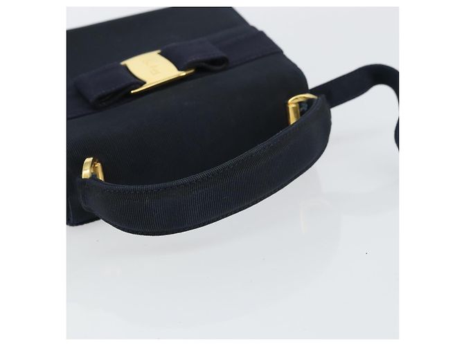 Borsa Vala in Canvas 2way Salvatore Ferragamo Blu Navy Oro Auth 158410 D'oro - vista 7