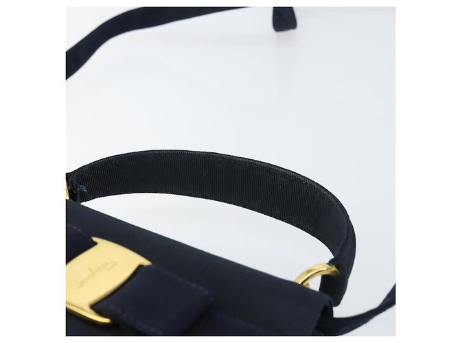 Borsa Vala in Canvas 2way Salvatore Ferragamo Blu Navy Oro Auth 158410 D'oro - vista 8