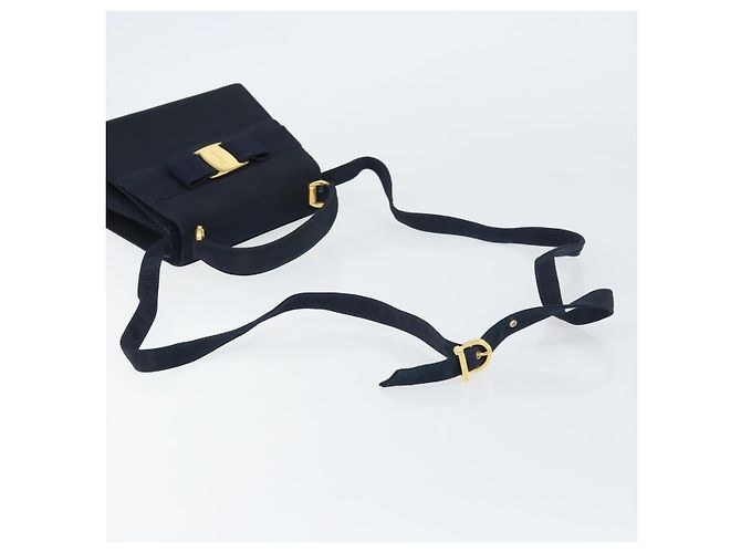 Borsa Vala in Canvas 2way Salvatore Ferragamo Blu Navy Oro Auth 158410 D'oro - vista 9