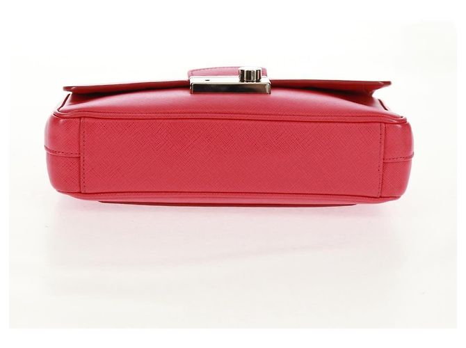 Saffiano Bolsa de Ombro PRADA em Couro Safiano Vermelho Prata Auth ka1025V - vista 10