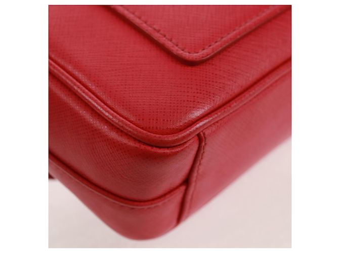 Saffiano Bolsa de Ombro PRADA em Couro Safiano Vermelho Prata Auth ka1025V - vista 13