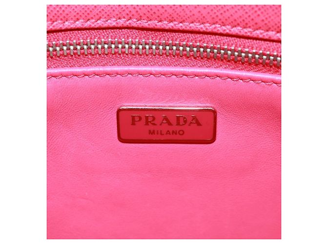 Saffiano Bolsa de Ombro PRADA em Couro Safiano Vermelho Prata Auth ka1025V - vista 18