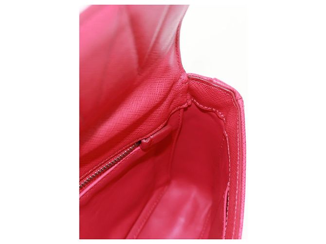 Saffiano Bolsa de Ombro PRADA em Couro Safiano Vermelho Prata Auth ka1025V - vista 20