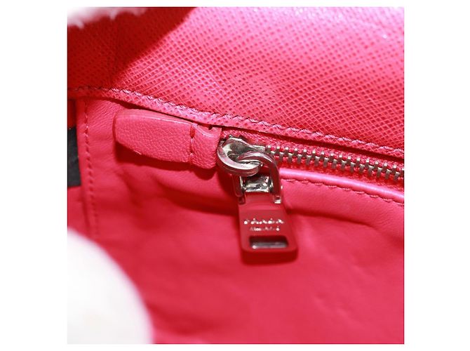 Saffiano Bolsa de Ombro PRADA em Couro Safiano Vermelho Prata Auth ka1025V - vista 22