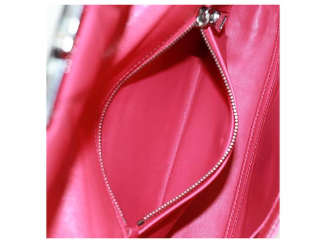 Saffiano Bolsa de Ombro PRADA em Couro Safiano Vermelho Prata Auth ka1025V - vista 23