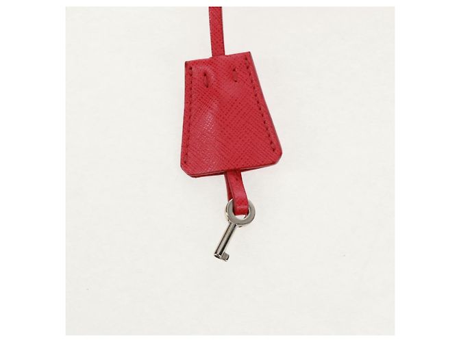 Saffiano Bolsa de Ombro PRADA em Couro Safiano Vermelho Prata Auth ka1025V - vista 25