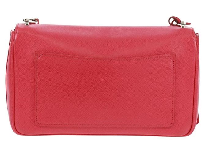 Saffiano Bolsa de Ombro PRADA em Couro Safiano Vermelho Prata Auth ka1025V - vista 3