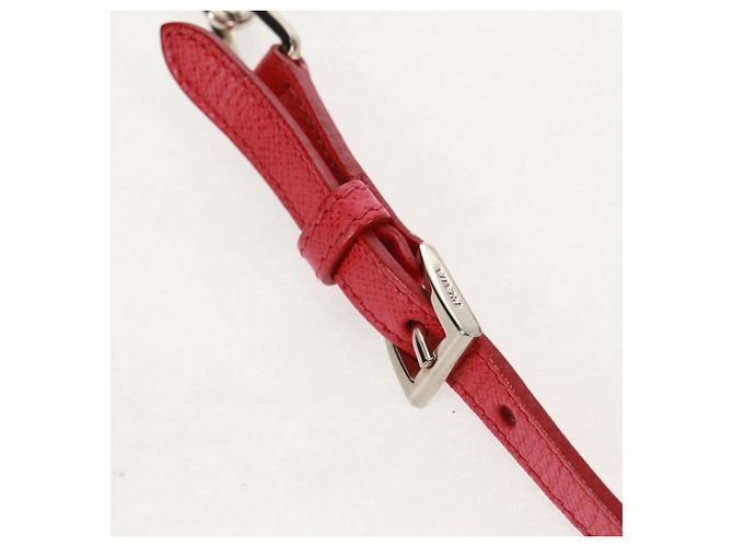 Saffiano Bolsa de Ombro PRADA em Couro Safiano Vermelho Prata Auth ka1025V - vista 8