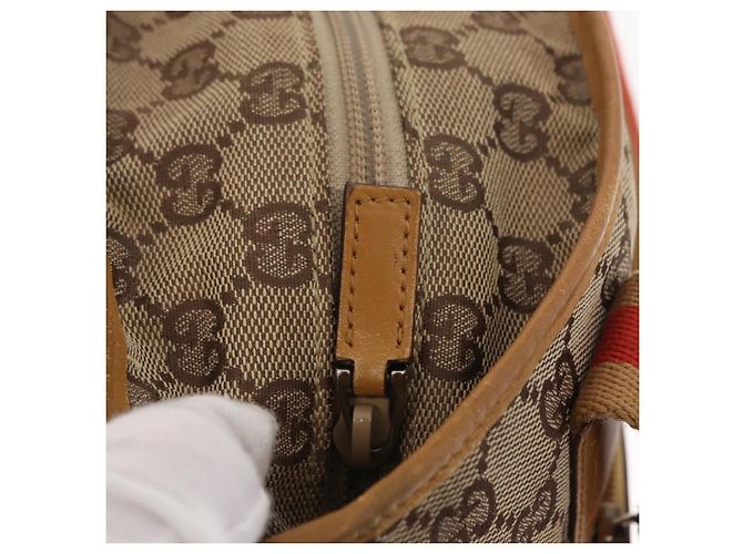 Borsa Tote GG Canvas Gucci Beige Argento 019 0402 1705 Auth ka1063 - vista 15