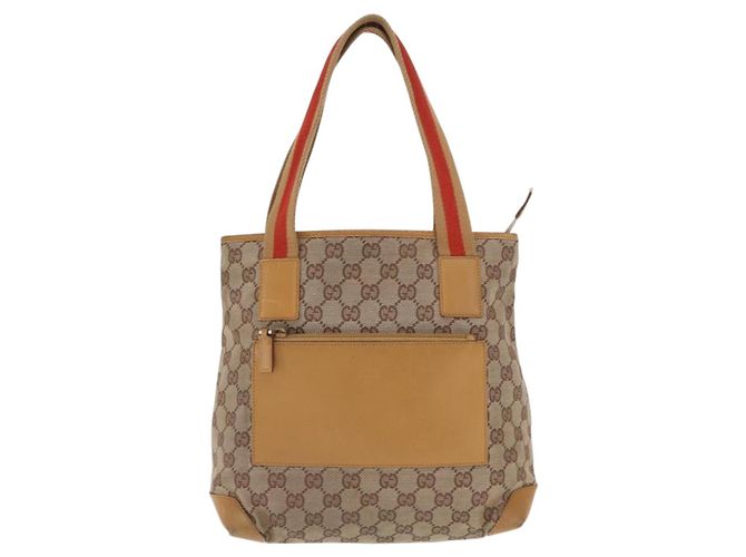Borsa Tote GG Canvas Gucci Beige Argento 019 0402 1705 Auth ka1063 - vista 2