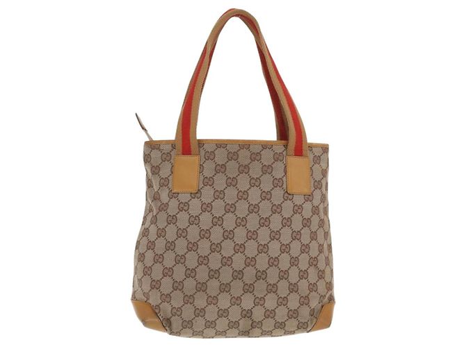 Borsa Tote GG Canvas Gucci Beige Argento 019 0402 1705 Auth ka1063 - vista 3