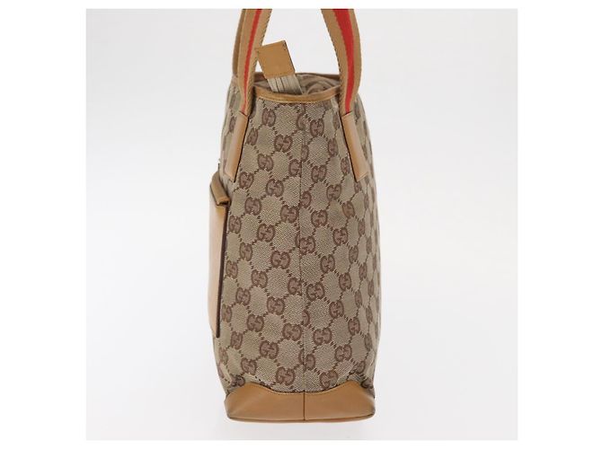 Borsa Tote GG Canvas Gucci Beige Argento 019 0402 1705 Auth ka1063 - vista 4