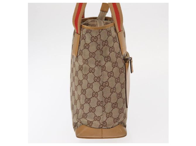 Borsa Tote GG Canvas Gucci Beige Argento 019 0402 1705 Auth ka1063 - vista 5