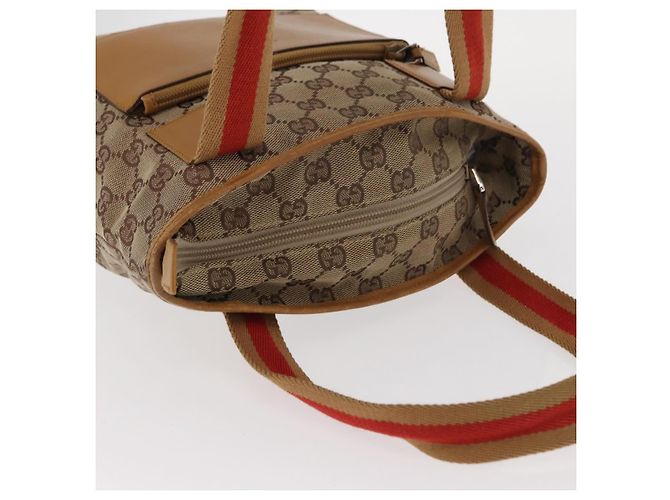 Borsa Tote GG Canvas Gucci Beige Argento 019 0402 1705 Auth ka1063 - vista 6