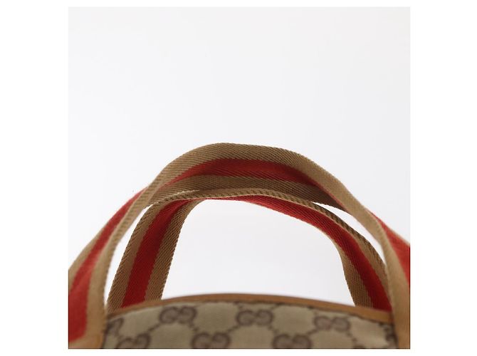 Borsa Tote GG Canvas Gucci Beige Argento 019 0402 1705 Auth ka1063 - vista 8