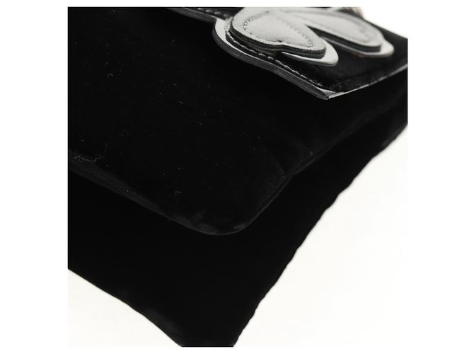 Bolso de Hombro CHANEL Chain Camellia No.5 Terciopelo Negro Plata CC Auth 159584V - vista 12