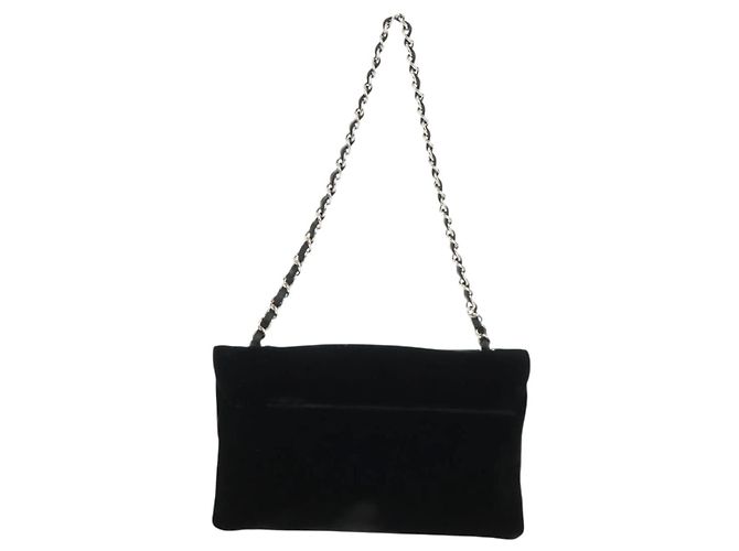 Bolso de Hombro CHANEL Chain Camellia No.5 Terciopelo Negro Plata CC Auth 159584V - vista 3