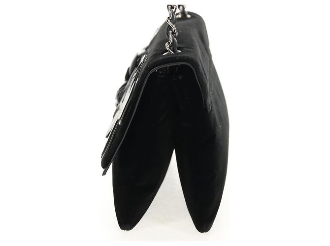 Bolso de Hombro CHANEL Chain Camellia No.5 Terciopelo Negro Plata CC Auth 159584V - vista 4
