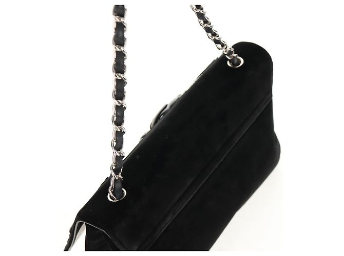 Bolso de Hombro CHANEL Chain Camellia No.5 Terciopelo Negro Plata CC Auth 159584V - vista 6