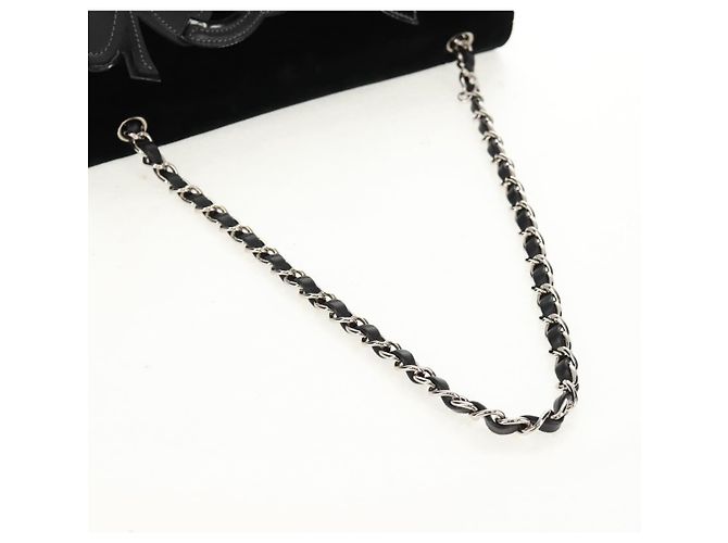 Bolso de Hombro CHANEL Chain Camellia No.5 Terciopelo Negro Plata CC Auth 159584V - vista 7