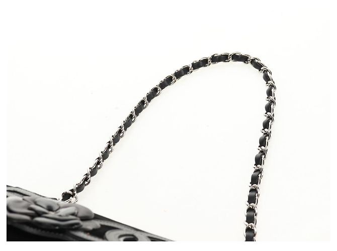 Bolso de Hombro CHANEL Chain Camellia No.5 Terciopelo Negro Plata CC Auth 159584V - vista 8