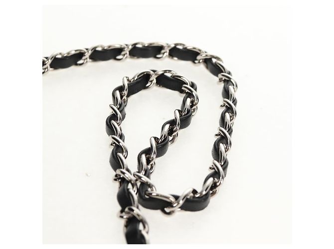 Bolso de Hombro CHANEL Chain Camellia No.5 Terciopelo Negro Plata CC Auth 159584V - vista 9