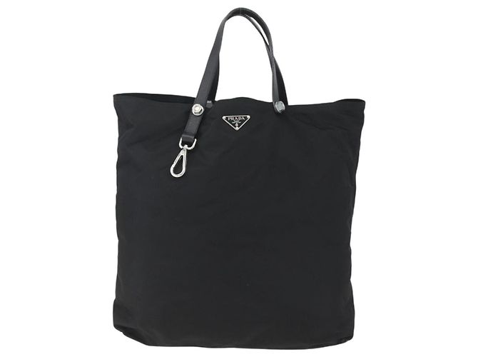 Borsa Tote PRADA Nylon Nero Argento Auth 160710 - vista 2