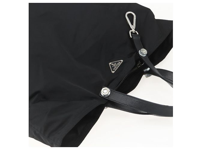 Borsa Tote PRADA Nylon Nero Argento Auth 160710 - vista 6