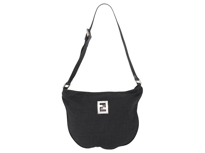 FENDI Zucca Canvas Schultertasche Schwarz Silber Auth 156481 - Ansicht 2