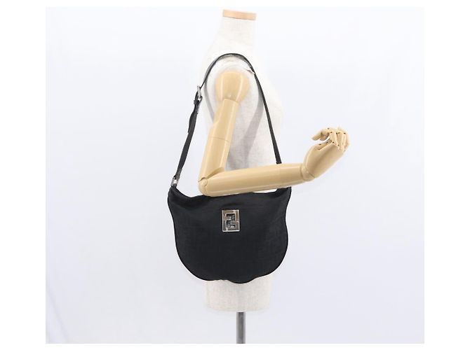 FENDI Zucca Canvas Schultertasche Schwarz Silber Auth 156481 - Ansicht 25