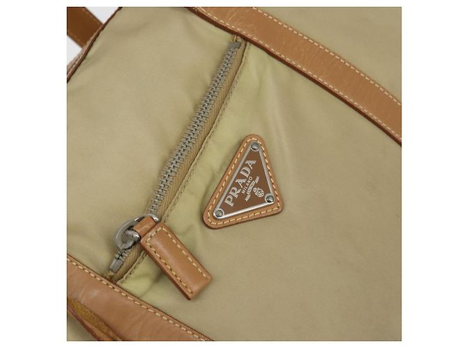 Prada Tote Bag aus Nylon Beige Silber authentisch bs32083 - Ansicht 14