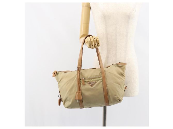 Prada Tote Bag aus Nylon Beige Silber authentisch bs32083 - Ansicht 26