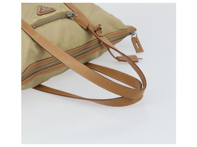 Prada Tote Bag aus Nylon Beige Silber authentisch bs32083 - Ansicht 7