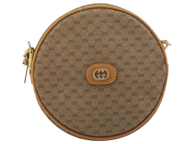Gucci Borsa a Spalla Micro GG Supreme PVC Beige Oro 07 37 5575 Auth bs32050 D'oro - vista 2