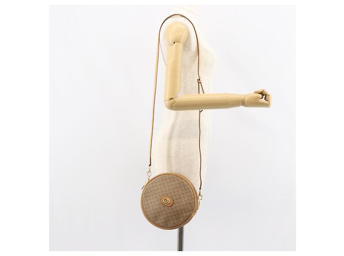Gucci Borsa a Spalla Micro GG Supreme PVC Beige Oro 07 37 5575 Auth bs32050 D'oro - vista 23