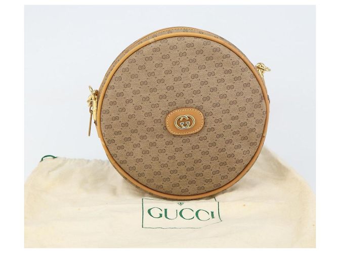 Gucci Borsa a Spalla Micro GG Supreme PVC Beige Oro 07 37 5575 Auth bs32050 D'oro - vista 24
