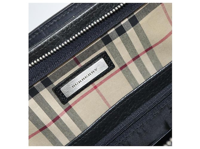 Borsa da lavoro in pelle nera BURBERRY Auth 160724 Nero - vista 15
