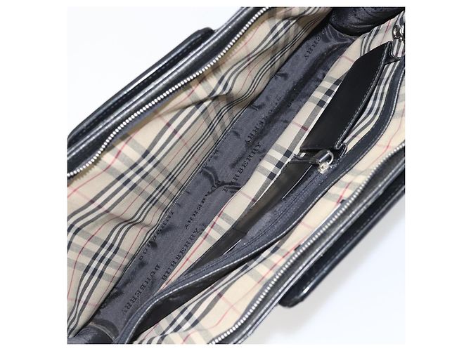 Borsa da lavoro in pelle nera BURBERRY Auth 160724 Nero - vista 16