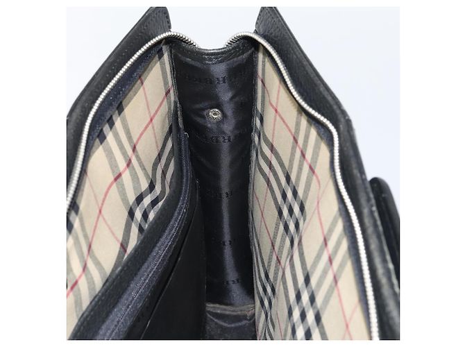 Borsa da lavoro in pelle nera BURBERRY Auth 160724 Nero - vista 18