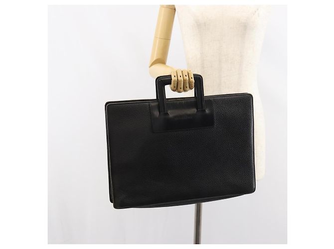 Borsa da lavoro in pelle nera BURBERRY Auth 160724 Nero - vista 23