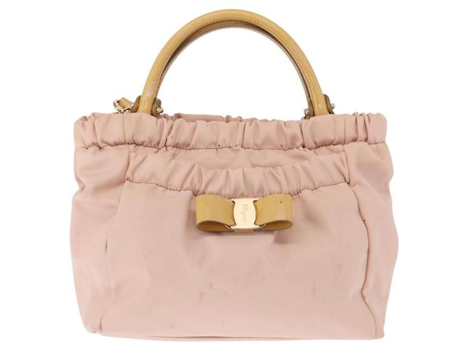 Borsa a mano Vala in nylon 2 in 1 Salvatore Ferragamo rosa oro Auth bs32036 D'oro - vista 2