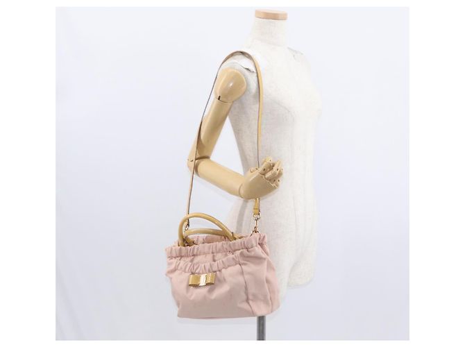 Borsa a mano Vala in nylon 2 in 1 Salvatore Ferragamo rosa oro Auth bs32036 D'oro - view 28