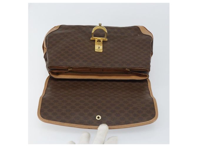 Céline Borsa a mano in tela Macadam CELINE in pelle PVC marrone oro Auth 158419 D'oro - vista 15