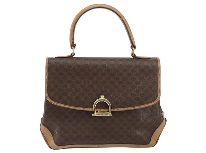 Céline Borsa a mano in tela Macadam CELINE in pelle PVC marrone oro Auth 158419 D'oro - vista 2