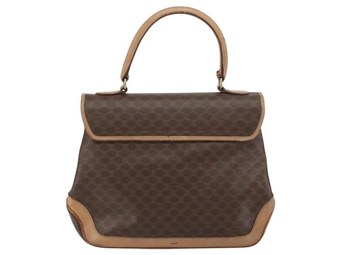 Céline Borsa a mano in tela Macadam CELINE in pelle PVC marrone oro Auth 158419 D'oro - vista 3