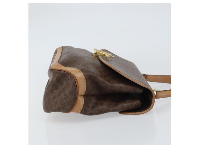 Céline Borsa a mano in tela Macadam CELINE in pelle PVC marrone oro Auth 158419 D'oro - vista 4
