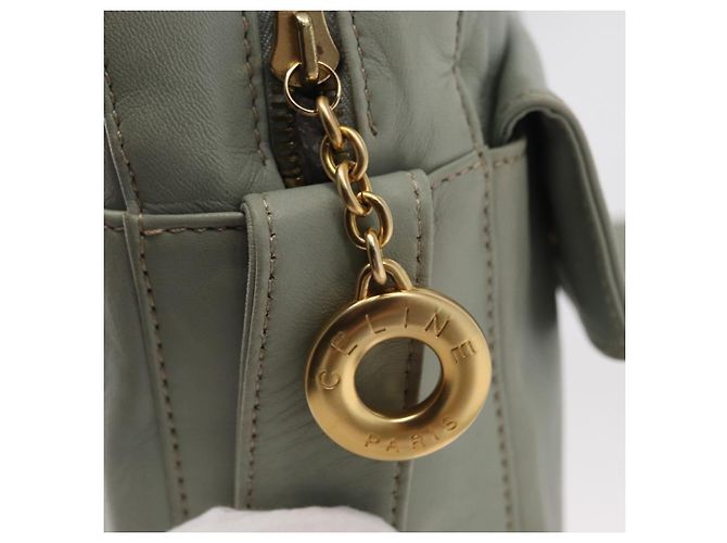 Céline Borsa a Spalla CELINE Circle in Pelle Oro Verde Chiaro Auth 156943 D'oro - vista 14