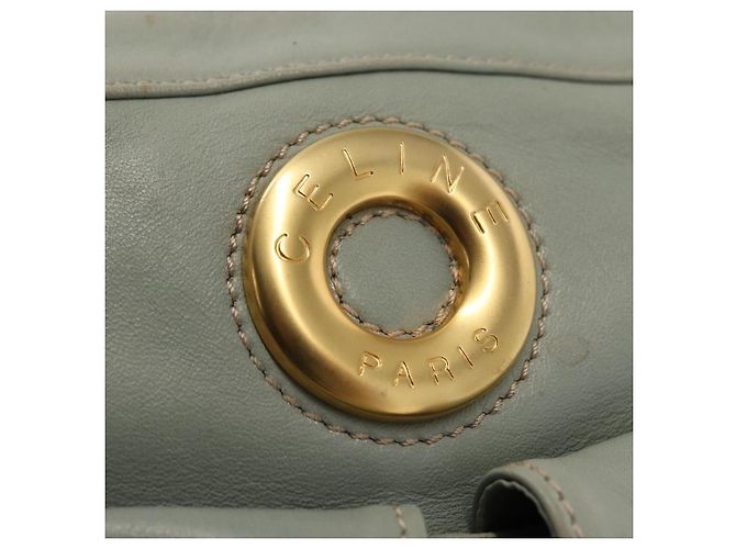 Céline Borsa a Spalla CELINE Circle in Pelle Oro Verde Chiaro Auth 156943 D'oro - vista 15