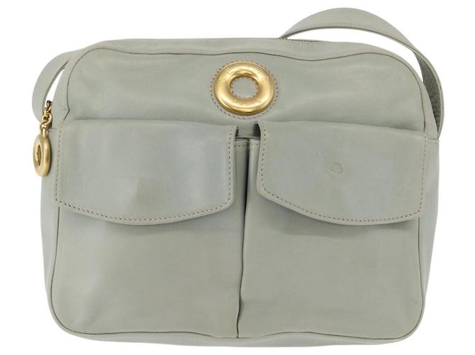 Céline Borsa a Spalla CELINE Circle in Pelle Oro Verde Chiaro Auth 156943 D'oro - vista 2